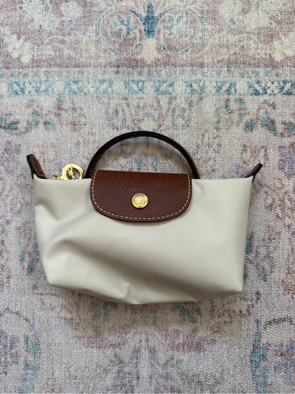 LONGCHAMP LE PLIAGE ORIGINAL POUCH WITH HANDLE - cream